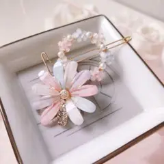 お花モチーフ クリスタル ヘアピン 韓国 ヘアアクセサリー