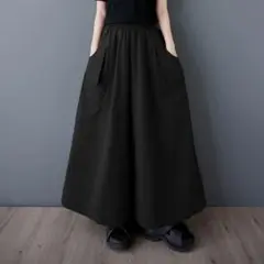 新品◎大人気 ワイドパンツI 無地 カジュアル オシャレデザイン 着痩せ