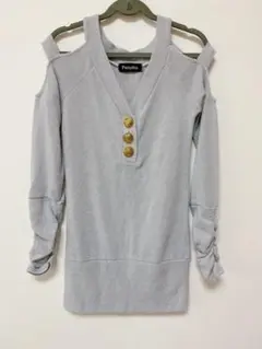 グレーラメ 膝丈 ワンピース Mサイズ
