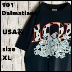 101匹わんちゃんtシャツ USA製 XL ブラック 両面 ディズニー▲