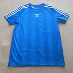 adidas 青 ストライプ Tシャツ　160