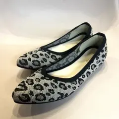 grove 洗えるニットパンプス ヒョウ柄フラットシューズ S 23〜23.5