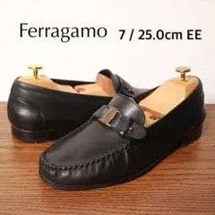 【美品】 Ferragamo フェラガモ 25.0 E幅 黒 ローファー