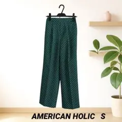 【AMERICAN HOLIC】ドット グリーン S ウエストゴム ポケット付