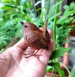 小さなバードカービング ミソサザイ 野鳥 木彫り