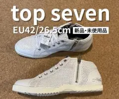 トップセブンTOPSEVEN レザースニーカー ミドルカット ホワイト 26.5