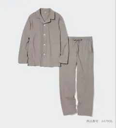 【上下セット】ユニクロ　エアリズムコットンパジャマ(長袖) XL カーキ