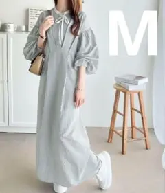 クラシカルエルフ✨2WAY長袖タックリボンロングワンピース　ストライプ　M