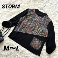 【STORM】 トップス 花柄 Tシャツ ポケット付き 長袖 フラワー柄