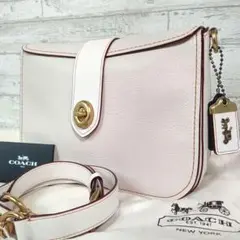 【美品】COACH ショルダーバッグ ペイジ27 ターンロック レザー チョーク