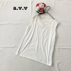 アーヴェヴェ　レディース　ノースリーブカットソー　レースアップ　M ホワイト　白