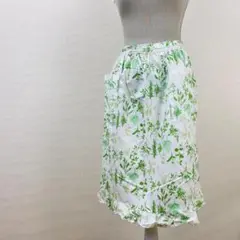 エプロン リーフ柄 サロンエプロン ホワイト