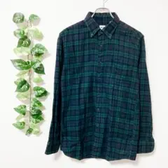 UNIQLO ユニクロ フランネルチェックシャツ M BDシャツ 長袖 青緑紫系