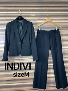 【INDIVI】インディヴィ(M)スーツ上下 カシミヤ混 ビジネス フォーマル