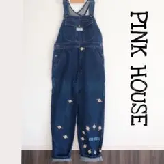 【PINK HOUSE】ピンクハウス✳︎花柄ワッペンかわいいデニムオーバーオール