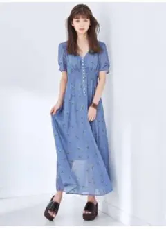 COCODEAL ココディール フラワープリントウエストマークワンピース