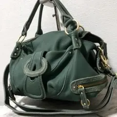 美品✨ビュレ BEAURE レザー 2way ショルダーバッグ グリーン