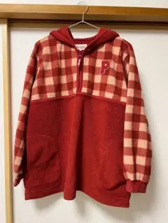 PINKHOUSE ハーフジップブルゾン ボアフーディー古着 赤 L