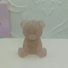No.89　天然石細石ローズクォーツ　くま樹脂