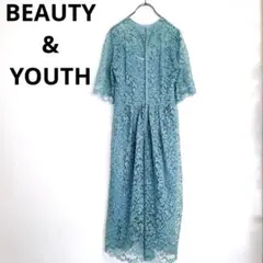 『BEAUTY&YOUTH 』ロングワンピース 半袖 総レース オケージョン M
