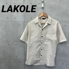LAKOLE ラコレ オープンカラーシャツ 刺繍 メンズ M ベージュ