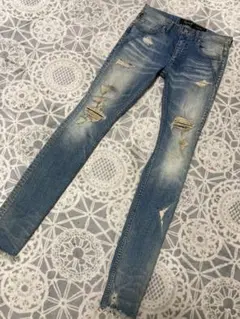 fagassent ファガッセン ダメージ加工 バックジップ スキニーデニム