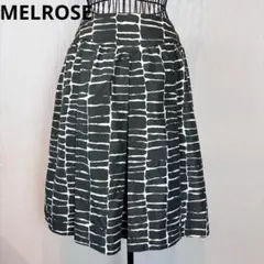 ★MELROSE★タック付フレアスカート 深緑 白柄★新品タグ付★19000円★