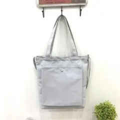 ●新品●キャンバス トートバッグ 無地 ショルダー＜グレー＞2way ファスナー