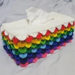 虹色 ボックスティッシュカバー ハンドメイド レインボー