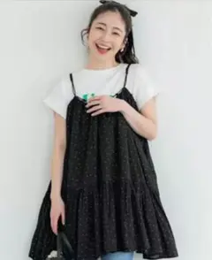 coca ドット柄 ブラック ビスチェ