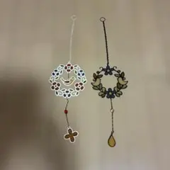 カラフルな花と鳥のサンキャッチャー2点セット