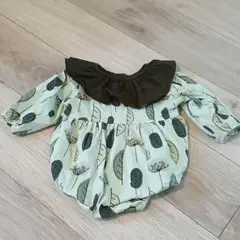 葉柄ロンパース フリル付き 65〜85cm
