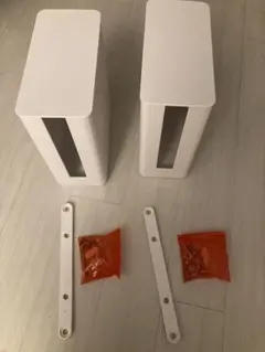 【付属品付】山崎実業　重ねられるスリム蓋つきルーター収納ケース　 レギュラー2個