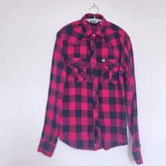 古着SALT Valley フランネルシャツ 赤黒チェックSサイズ
