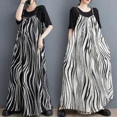 大きいサイズ サロペット　パンツ　　ゼブラ　レディース 春夏　 新品