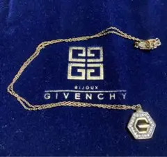【美品】GIVENCHY ネックレス ゴールド 金 チェーン Gロゴ ストーン