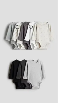 H&M リブボディスーツ　長袖ボディースーツ　ロンパース5枚
