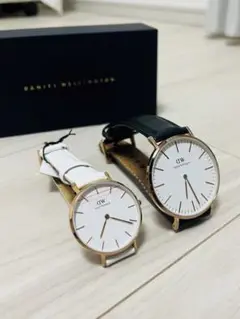 【ペア】Daniel Wellington DW ブラック&ホワイト腕時計