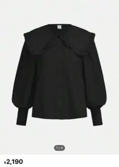 SHEIN フリルビッグカラーブラウス　ブラック