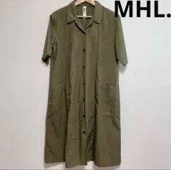 極美品✨HML. シャツワンピース　ロング丈　カーキ　Sサイズ