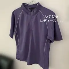 美品　しまむら　半袖　Tシャツ　スポーツ　ハーフジップ トレーニングシャツ 紫