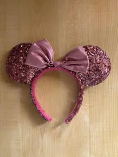 ミニーマウス耳カチューシャ ピンク スパンコール