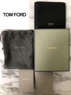 トムフォード 二つ折り 財布 レザー ブラック 黒 TOM FORD
