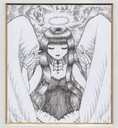 薔薇と天使　原画　手描き　点描　モノクロ