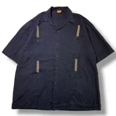 F442　【即購入OK】　VINTAGE　キューバシャツ　サイズXL　ブラック