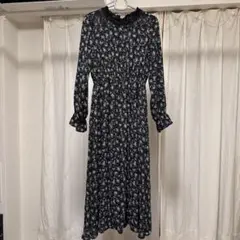 COLZA 花柄黒ワンピース Lサイズ