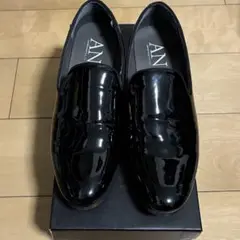 AN 黒 ブラック エナメル スリッポン SIZE:42(26〜27cm)