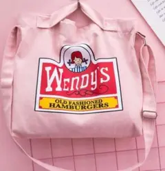 大人気❣️Wendy's ロゴ トートバッグ ピンク キャンバス地 韓国