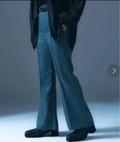 Ellno Loset 美脚カラーフレアパンツ ダークブルー M