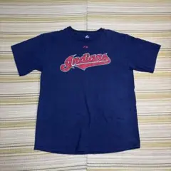 Majestic MLB クリーブランドIndians Tシャツ L ネイビー